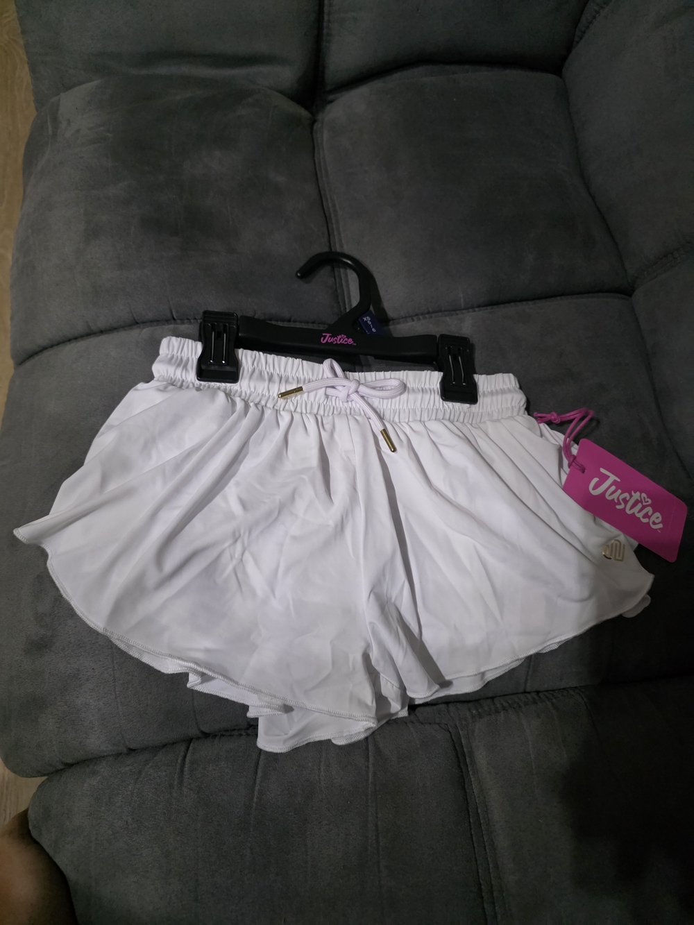 Justice White Girls' Athletic Shorts with Drawstring